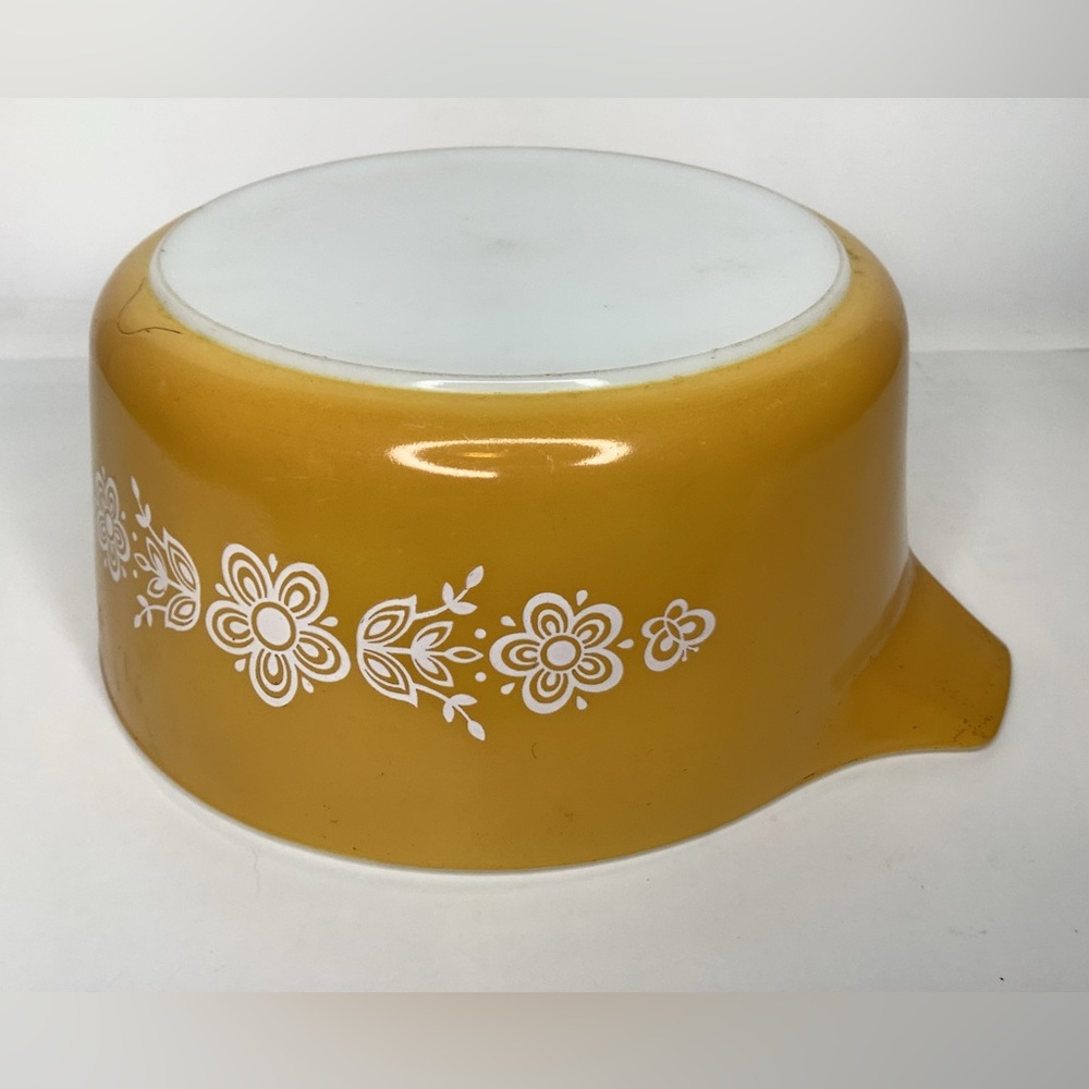 Vintage PYREX Butterfly Gold Round Casserole Dish Bowl 475-B 2.5 QT No L… - Picture 4 of 8